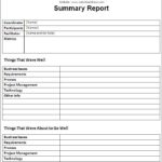 Template For Summary Report