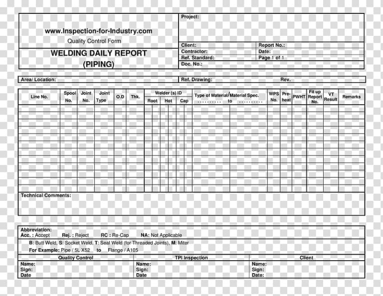 Welding Inspection Report Template (8) TEMPLATES EXAMPLE TEMPLATES