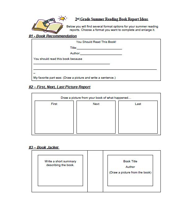 1St Grade Book Report Template