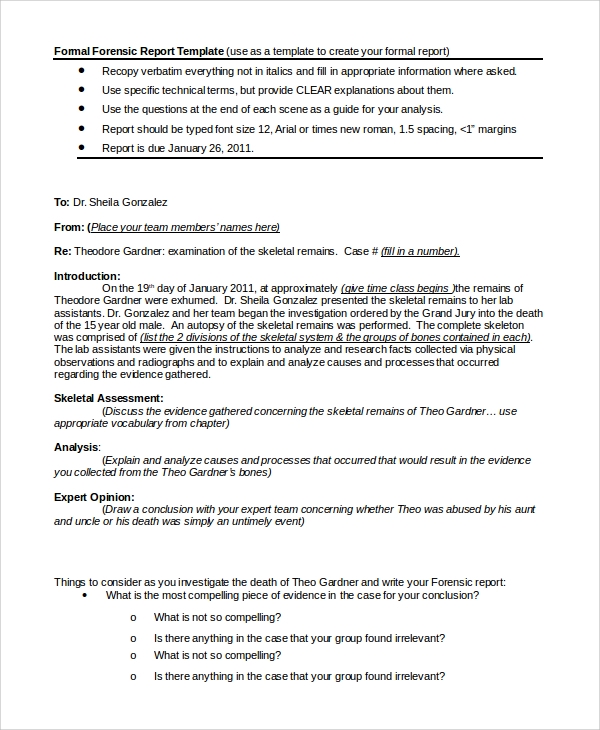 Blank Autopsy Report Template