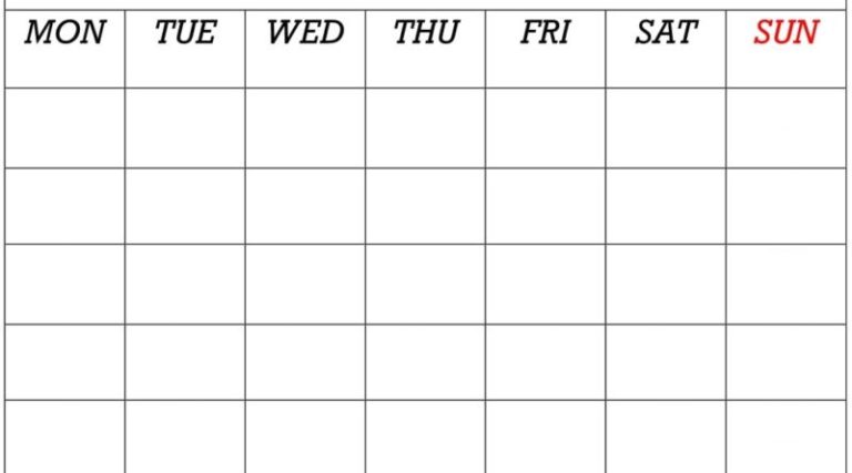 Blank Calender Template (2) - TEMPLATES EXAMPLE | TEMPLATES EXAMPLE