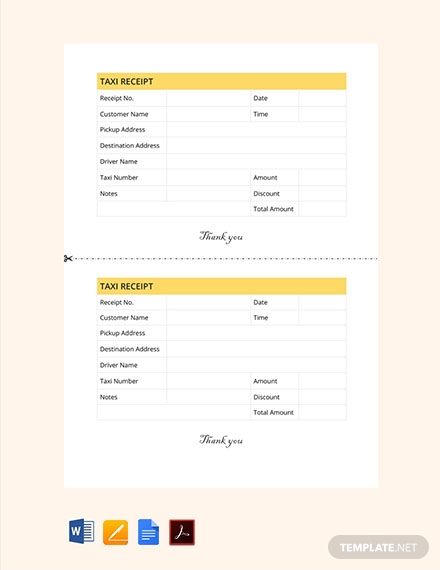 Blank Taxi Receipt Template