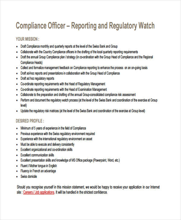 Compliance Monitoring Report Template