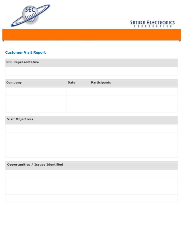 Customer Site Visit Report Template