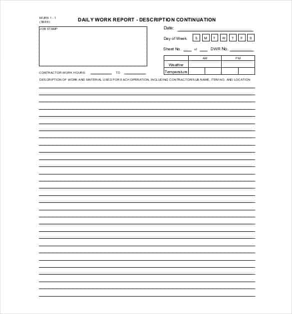 Daily Work Report Template