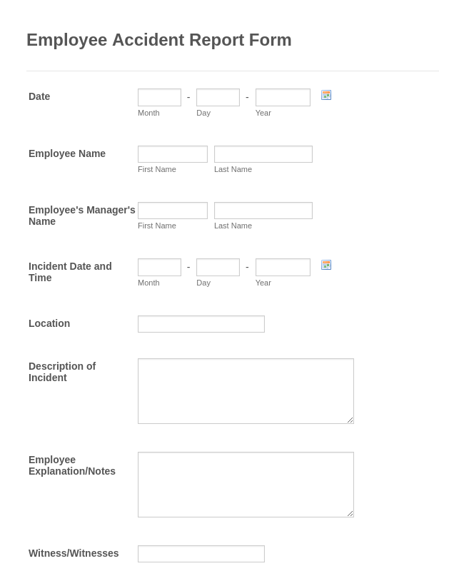 Employee Incident Report Templates