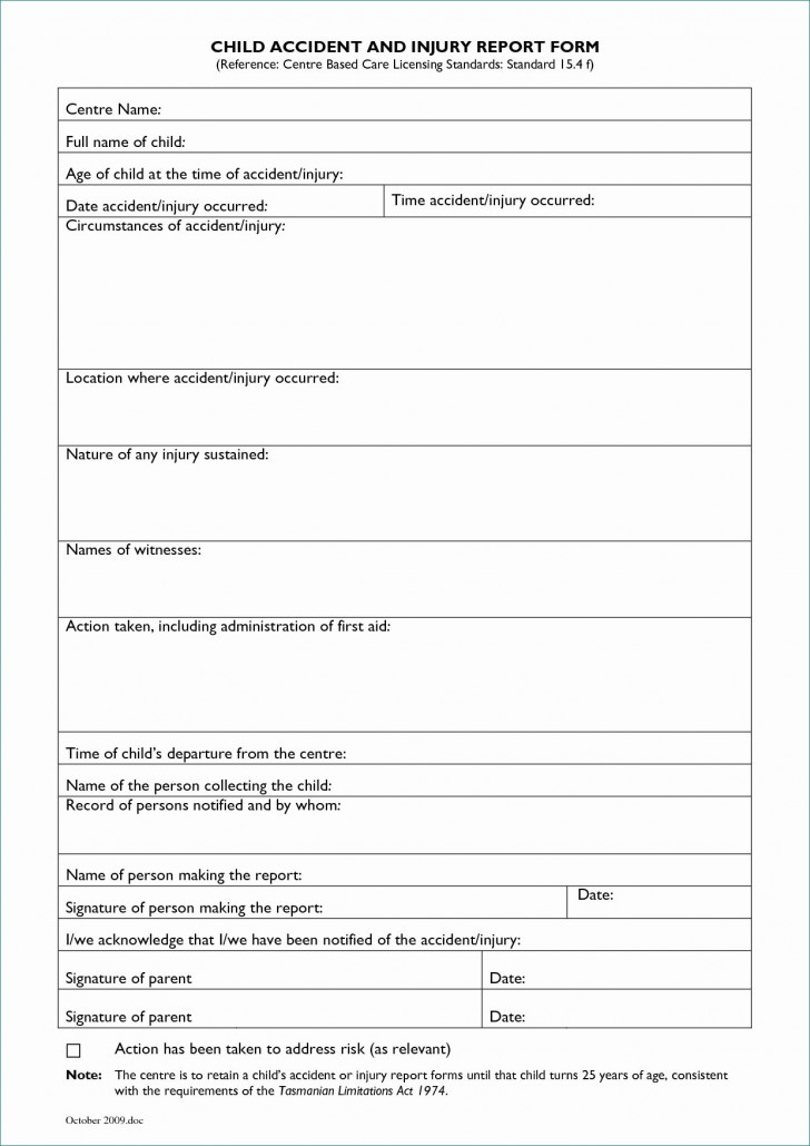 First Aid Incident Report Form Template