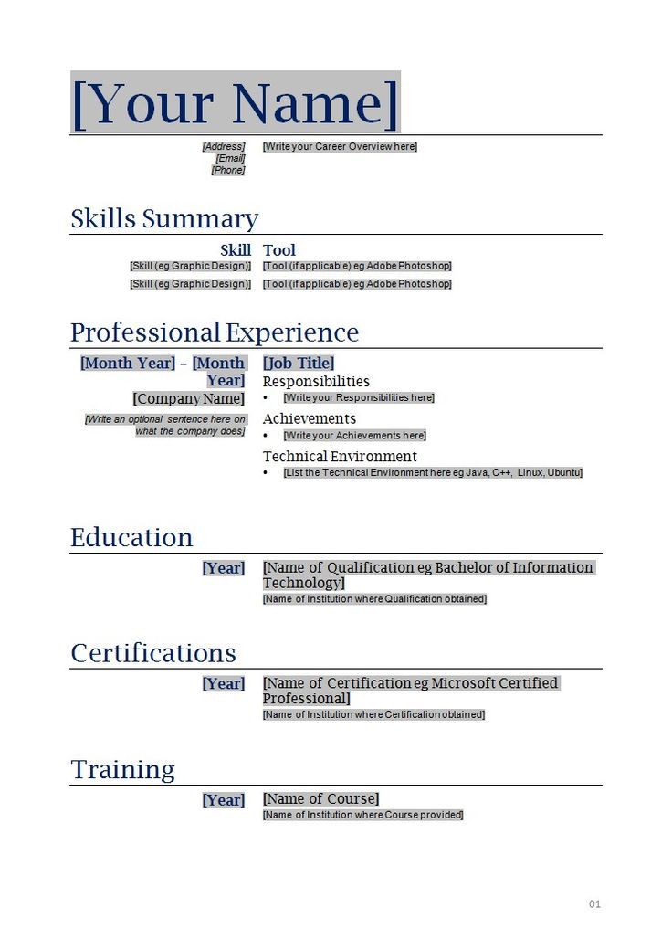 Free Blank Cv Template Download