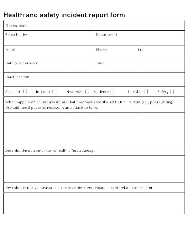 Hazard Incident Report Form Template