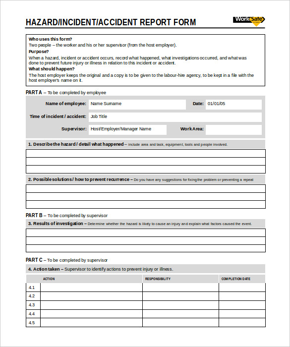 Incident Report Book Template