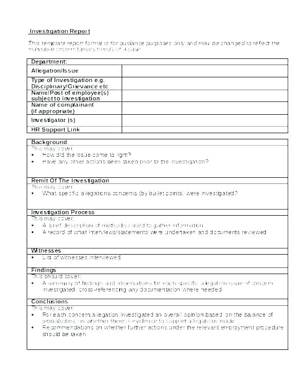 Investigation Report Template Doc (8) - TEMPLATES EXAMPLE | TEMPLATES ...