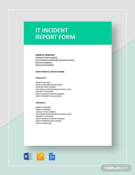 It Incident Report Template