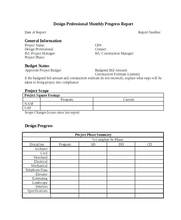 Monthly Progress Report Template