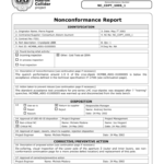 Non Conformance Report Form Template