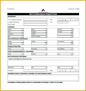 Non Conformance Report Form Template (2) - TEMPLATES EXAMPLE ...