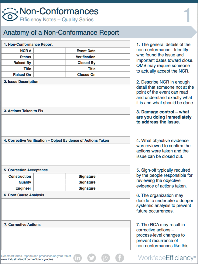 Non Conformance Report Form Template