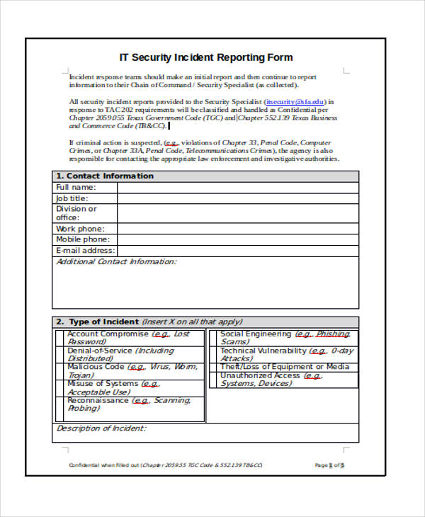 Office Incident Report Template