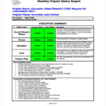 Project Monthly Status Report Template