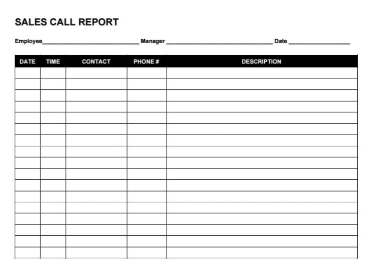 Sales Call Reports Templates Free (1) - TEMPLATES EXAMPLE | TEMPLATES ...