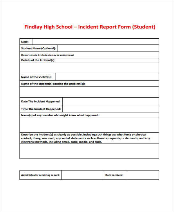 School Incident Report Template