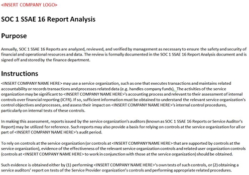 Ssae 16 Report Template