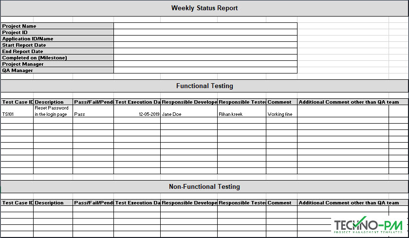 Test Case Execution Report Template