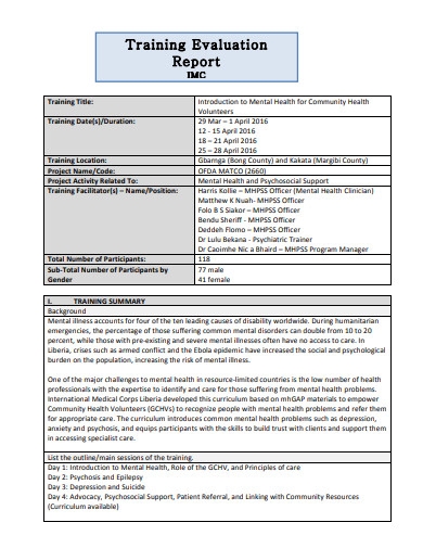 Training Evaluation Report Template