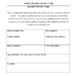 Vehicle Accident Report Form Template