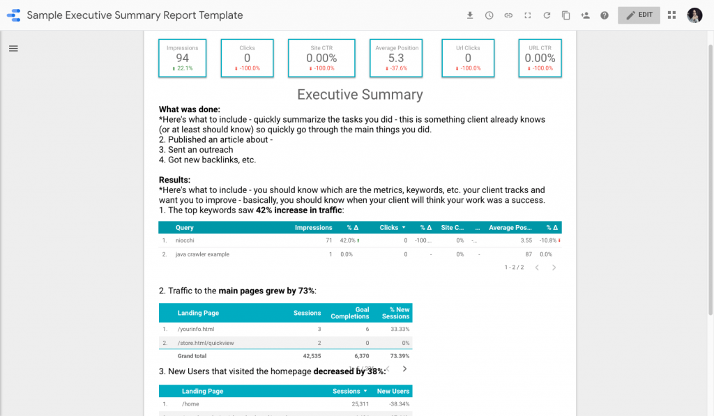 Website Traffic Report Template