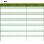 Blank Activity Calendar Template