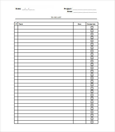 Blank Checklist Template Word