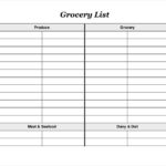 Blank Grocery Shopping List Template