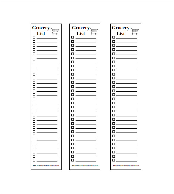 Blank Grocery Shopping List Template