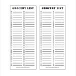 Blank Grocery Shopping List Template