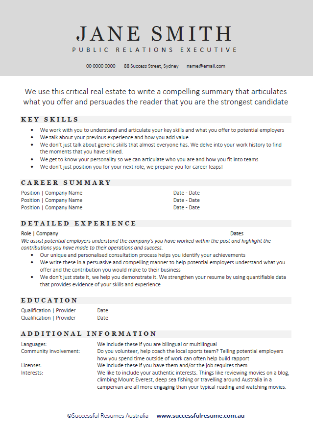 good resume examples australia