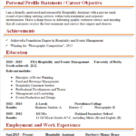 Cv Templates Hospitality