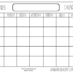 Full Page Blank Calendar Template