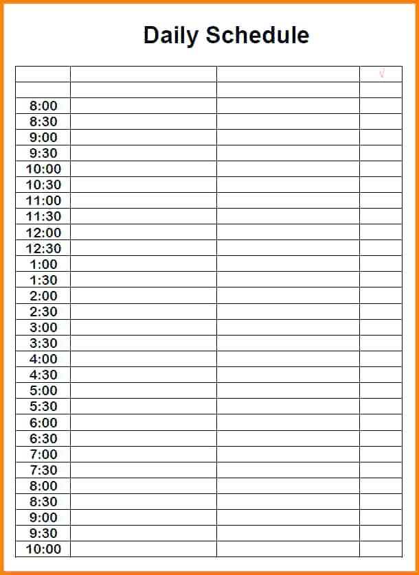 Printable Blank Daily Schedule Template