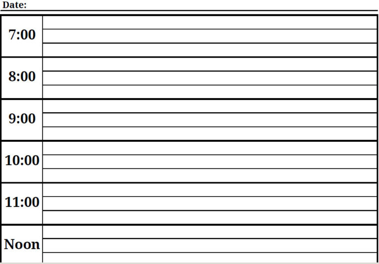 Printable Blank Daily Schedule Template (8) - TEMPLATES EXAMPLE ...
