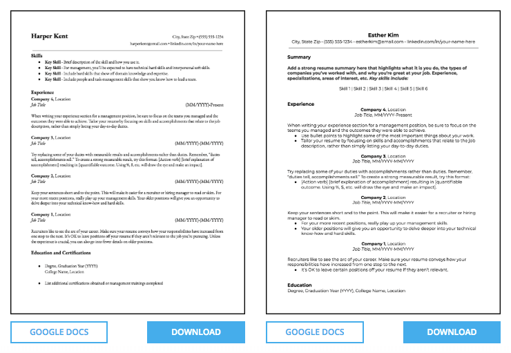 Resume Templates Ats