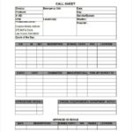 Blank Call Sheet Template