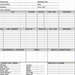 Blank Call Sheet Template