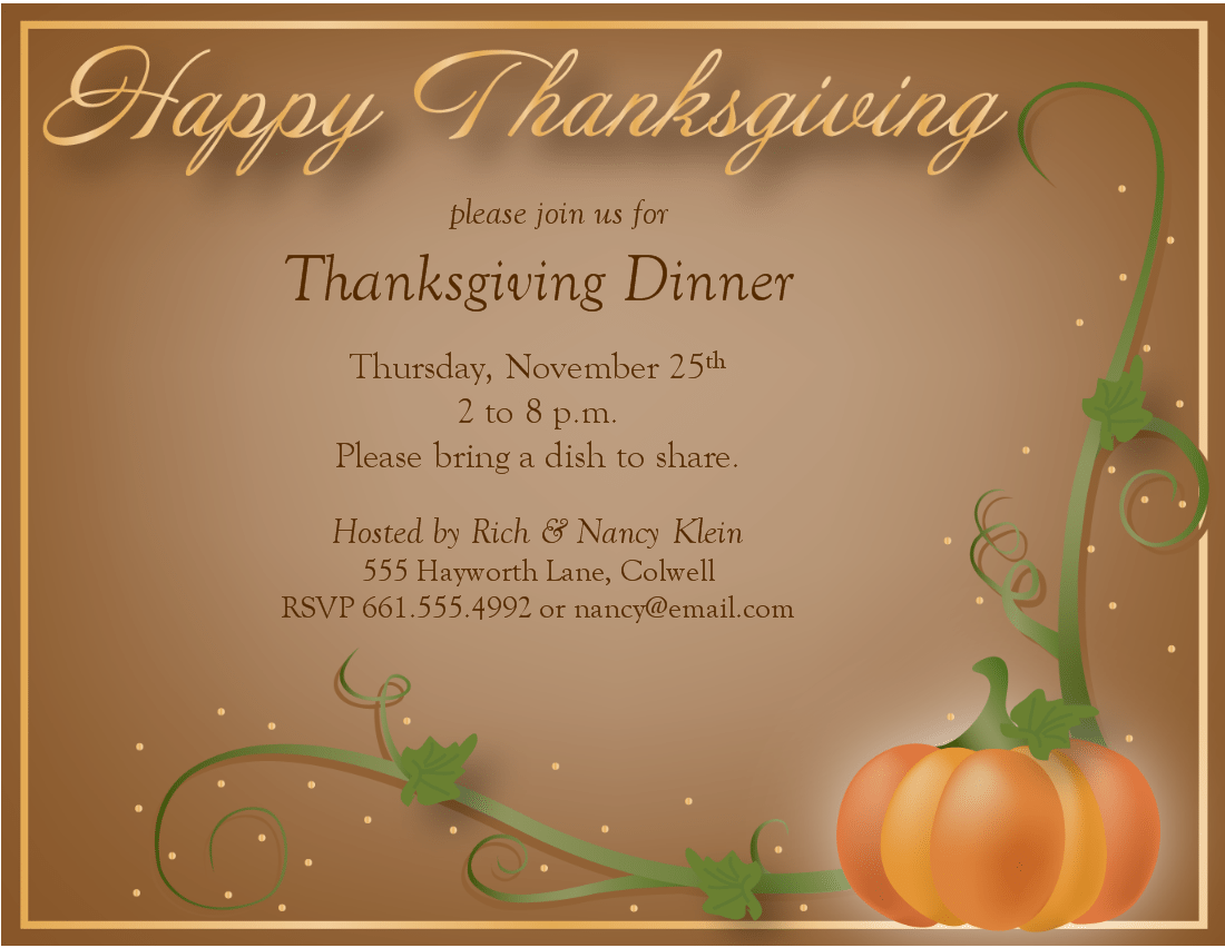 Invitation Templates Thanksgiving