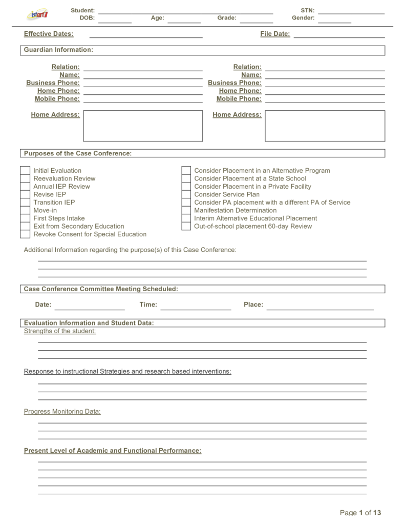 Blank Iep Template (4) - TEMPLATES EXAMPLE | TEMPLATES EXAMPLE