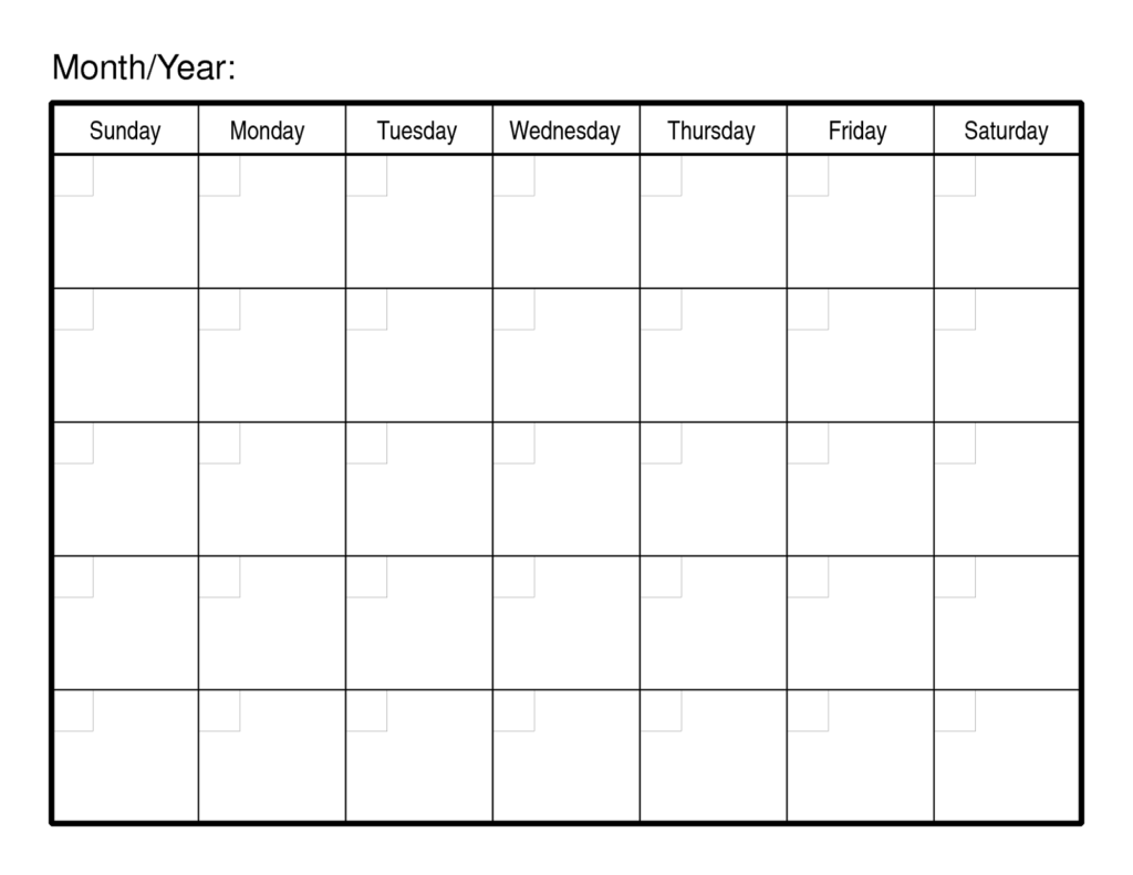 Blank One Month Calendar Template (1) - TEMPLATES EXAMPLE | TEMPLATES ...