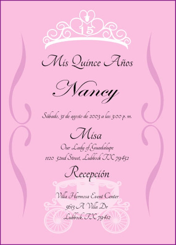 Invitations Templates for Quinceaneras In Spanish. 