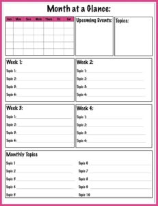 Month At A Glance Blank Calendar Template (2) - TEMPLATES EXAMPLE ...