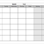 Month At A Glance Blank Calendar Template
