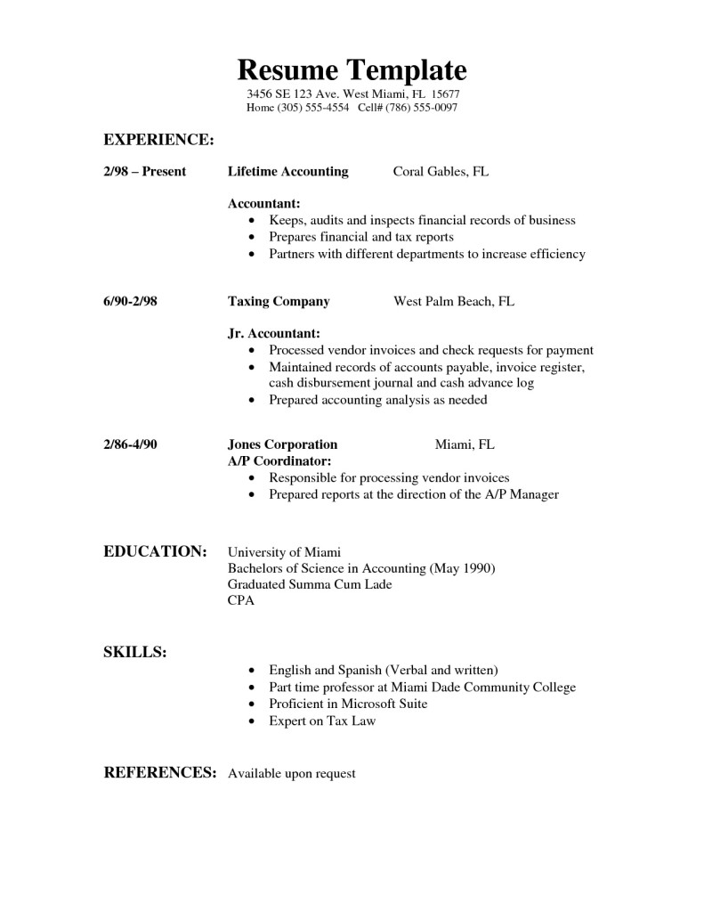 Resume Templates Basic