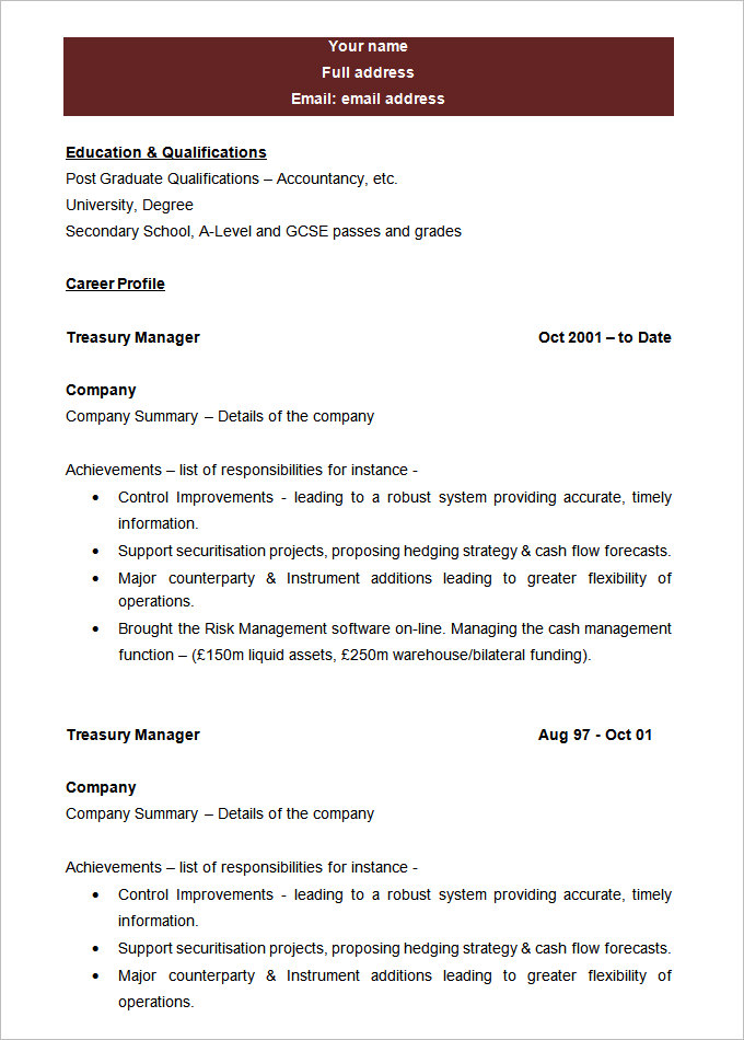 Resume Templates Blank